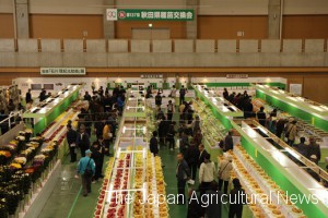 The 137th seedling exchange meeting, held in Oga city of Akita Prefecture in 2014g (provided by Chuokai (general association) of JA of Akita prefecture)