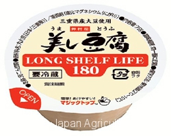 Umashi Tofu Long Shelf life 180, a tofu product of Imuraya Co. with best-before period of 180 days (Photo courtesy of Imuraya Co.)