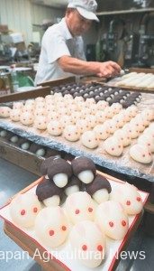 Tsukimi dango dumplings produced in Osaka