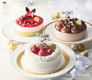 Christmas cake made from the Uonuma Koshihikari brand rice PHOTO COURTESY OF JR EAST CROSS STATION CO